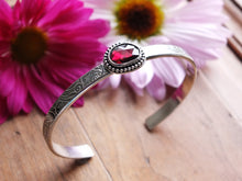Load image into Gallery viewer, Rose Cut Rhodolite Garnet Stacker Cuff Bracelet