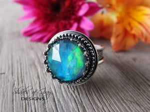 Aurora Opal and Quartz Doublet Ring or Pendant (Choose Your Size)