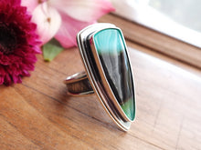 Load image into Gallery viewer, Blue Opalized Wood Ring or Pendant (Choose Your Size)