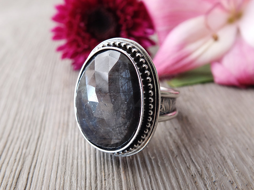 Dark Gray Rose Cut Sapphire Ring or Pendant (Choose Your Size)