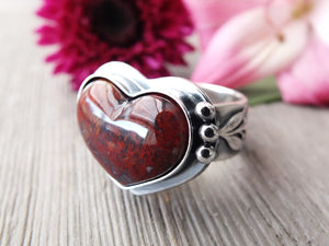 Red Moss Agate Heart Ring or Pendant (Choose Your Size)