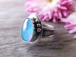 Rose Cut Quartz and Aurora Opal Doublet Ring (Choose Your Size)