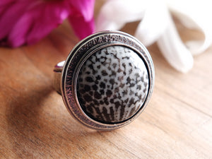 Fossilized Stingray Coral Ring or Pendant (Choose Your Size)