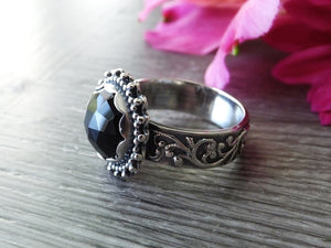 Rose Cut Black Onyx Ring (Choose Your Size)