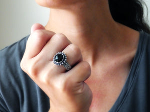 Rose Cut Black Onyx Ring (Choose Your Size)