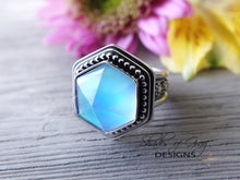 Load image into Gallery viewer, Hexagonal Rose Cut Quartz and Aurora Opal Doublet Ring (Choose Your Size)