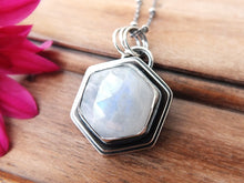 Load image into Gallery viewer, RESERVED: Hexagonal Rainbow Moonstone Pendant