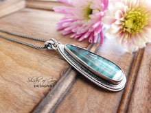 Load image into Gallery viewer, Blue Opalized Petrified Wood Pendant