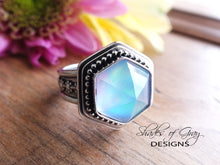 Load image into Gallery viewer, Hexagonal Rose Cut Quartz and Aurora Opal Doublet Ring (Choose Your Size)