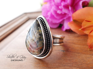 Plume Agate and Onyx Doublet Ring or Pendant (Choose Your Size)