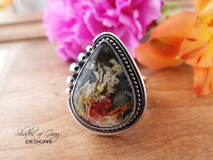 Plume Agate and Onyx Doublet Ring or Pendant (Choose Your Size)