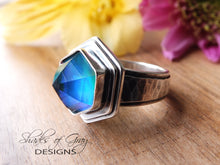 Load image into Gallery viewer, Hexagonal Rose Cut Quartz and Aurora Opal Doublet Ring (Choose Your Size)