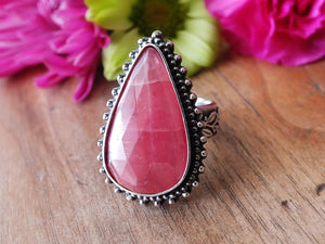 Large Rose Cut Rhodochrosite Ring (Choose Your Size)