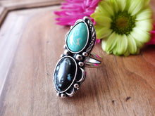 Load image into Gallery viewer, Ma&#39;anshan Turquoise and Nevada Variscite Ring or Pendant (Choose Your Size)