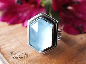 Hexagonal Aquamarine Ring or Pendant (Choose Your Size)