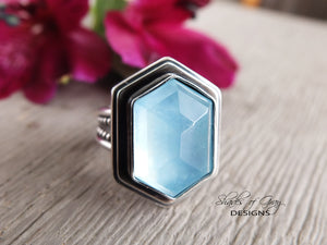 Hexagonal Aquamarine Ring or Pendant (Choose Your Size)