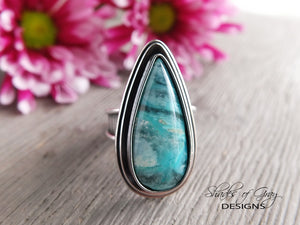 Blue Opalized Petrified Wood Ring or Pendant (Choose Your Size)