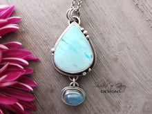 Load image into Gallery viewer, Indonesian Blue Opalized Wood and Aquamarine Pendant