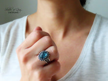 Load image into Gallery viewer, Teal Rose Cut Moss Kyanite Ring or Pendant (Choose Your Size)