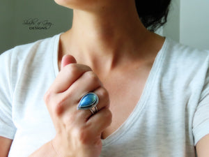 Swedish Blue Silver Ore Slag Glass Ring or Pendant (Choose Your Size)