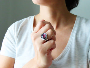 RESERVED: Hexagonal Rose Cut Super 7 Ring or Pendant (Choose Your Size)