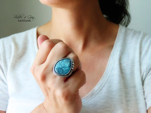 Large Blue Hubei Turquoise Ring or Pendant (Choose Your Size)