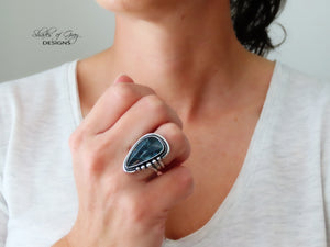 Blue Opalized Wood Ring or Pendant (Choose Your Size)