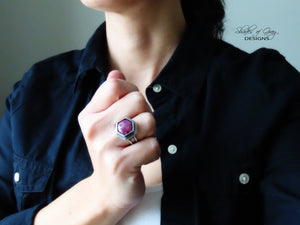 Hexagonal Ruby Ring or Pendant (Choose Your Size)