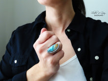 Load image into Gallery viewer, Indonesian Blue Opalized Wood Ring or Pendant (Choose Your Size)