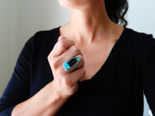 Load image into Gallery viewer, Blue Opalized Wood Ring or Pendant (Choose Your Size)