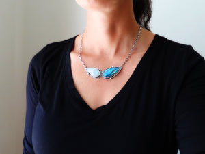 Blue Labradorite and Rainbow Moonstone Necklace