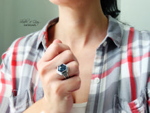 Load image into Gallery viewer, Hexagonal Rose Cut Teal Moss Kyanite Ring or Pendant (Choose Your Size)