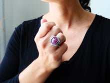 Load image into Gallery viewer, Geometric Dark Pink Sapphire Ring or Pendant (Choose Your Size)