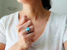 Load image into Gallery viewer, Step Cut Hexagonal Quartz and Aurora Opal Doublet Ring (Choose Your Size)