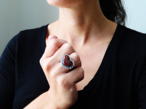 Red Moss Agate Heart Ring or Pendant (Choose Your Size)