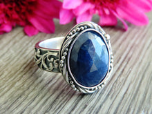 Load image into Gallery viewer, Rose Cut Blue Sapphire Ring (Choose Your Size)