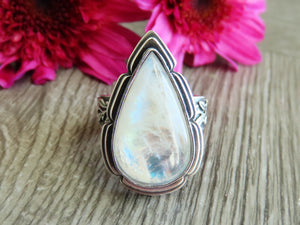 Notched Rainbow Moonstone Ring or Pendant (Choose Your Size)
