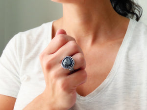 Gray Rose Cut Sapphire Ring or Pendant (Choose Your Size)