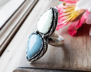 Owyhee Blue Opal and Lemon Chrysoprase Ring (Choose Your Size)