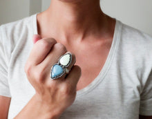 Load image into Gallery viewer, Owyhee Blue Opal and Lemon Chrysoprase Ring (Choose Your Size)