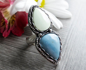 Owyhee Blue Opal and Lemon Chrysoprase Ring (Choose Your Size)