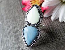 Load image into Gallery viewer, Owyhee Blue Opal and Lemon Chrysoprase Ring (Choose Your Size)
