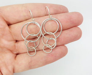 Sterling Silver Linked Circle Dangle Earrings