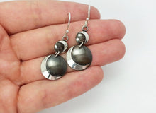 Load image into Gallery viewer, Crescent Silver Dangle Earrings