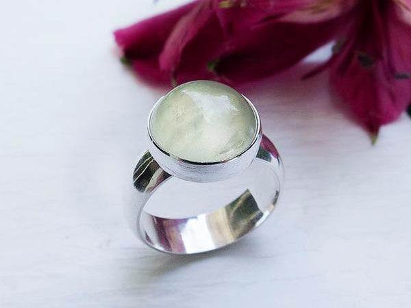 Green Prehnite Gemstone Ring (Choose Your Size)