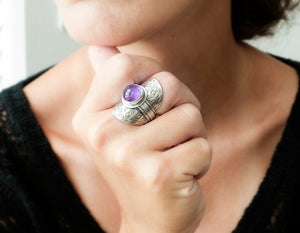 Amethyst Saddle Ring (Choose Your Size)